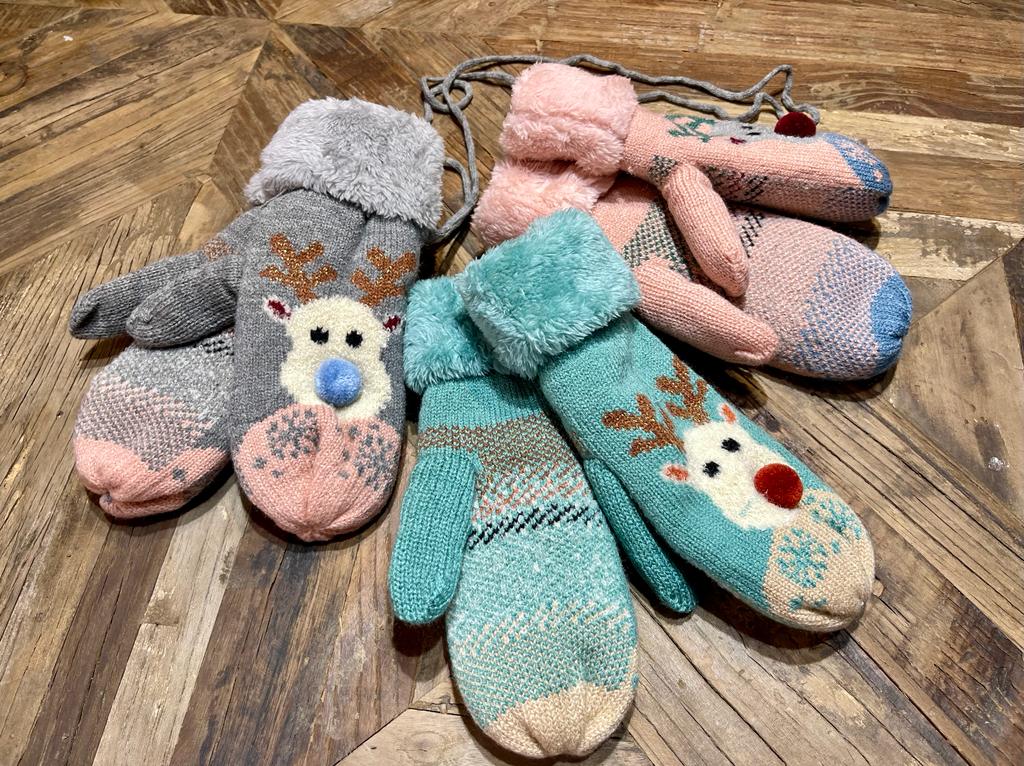 Kinder-Fäustlinge "Elch mit Nase" 